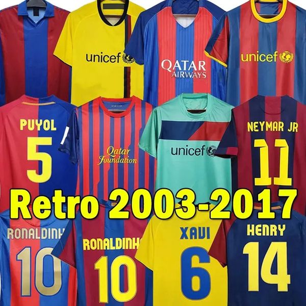 Maillot de football rétro RONALDINHO de Barcelone Maillots de football rétro de Barcelone A.INIESTA 01 02 03 06 07 08 09 10 11 12 13 14 15 16 17 18 19 maillot de football vintage T