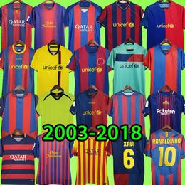 Maillots de football rétro de Barcelone 2003 2004 2005 2006 2007 2008 2009 2010 2011 2012 2013 Maillots de football vintage pour hommes T RONALDINHO A.INIESTA 03 04 05 06 07 08 09 10 11 12 13 14