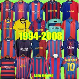 Camisetas de fútbol retro de Barcelona 2003 2004 2005 2006 2007 2008 2009 2010 2011 2012 2014 15 100th vintage Camiseta de fútbol retro de manga corta T RONALDINHO A.INIESTA