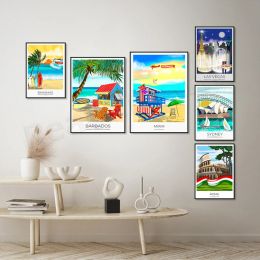 Barcelona, Rome, Florence, Caribbean Barbados, Mexico, Miami Beach, Sydney Opera House, Las Vegas, Bahamas Reizen Travel Poster