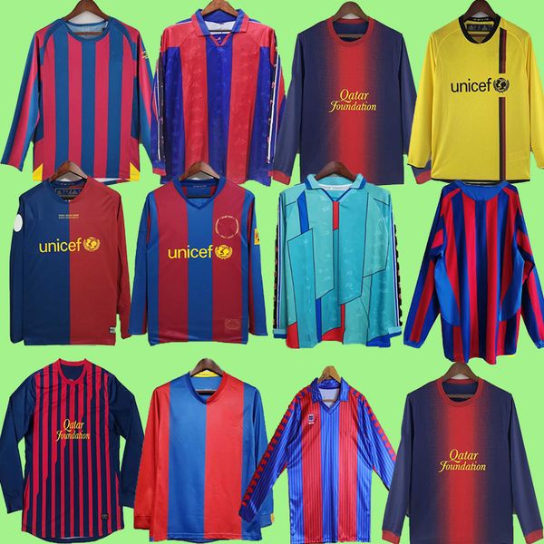 Maillots de football rétro Barcelone 1991 1992 1996 1997 2003 2004 2005 2006 2007 2008 2009 2010 RONALDINHO A.INIESTA maillot de football à manches longues 91 92 96 97 03 04 05 06 07 09 10