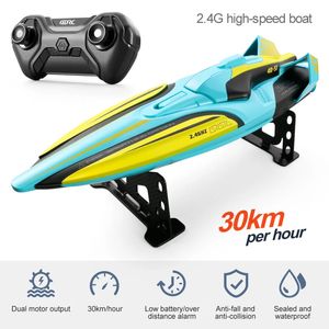 Barco S1 RC Barco inalámbrico eléctrico de larga resistencia Barco de carreras de alta velocidad 2,4G lancha rápida modelo de agua juguete para niños 240129