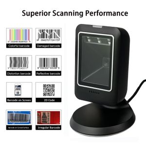 Escáner de código de barras 2D, lector de matriz de datos de detección automática de escritorio integral, código de barras usb para supermercado, código QR 1D 240318