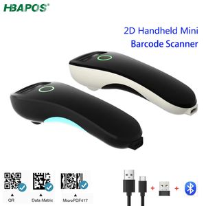 Scanner de codes à barres HBAW6 sans fil 1D2D CMOS USB Bluetooth Mini lecteur QR de poche IOS Android Windows pour le paiement mobile 240229