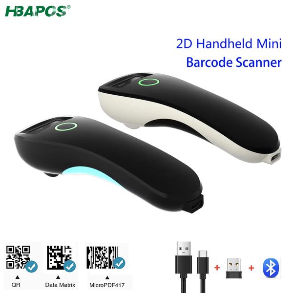 Escáner de código de barras HBAW6 Inalámbrico 1D2D CMOS USB Bluetooth Mini Pocket QR Reader IOS Android Windows para pago móvil 240229