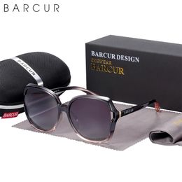 BARCUR Brand Oversize Tr90 Sunglasses Femmes Polaris Sunglasses Lunettes Les dames avec une lentille Gradient UV400 Protection 240510