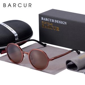 Barcur Design Polarized Round Sunglasses for Men Black Goggle Male Ultralight Retro Vintage Sun Glasses Femmes UV400 Eyewear 240407