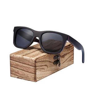 Barcur Nouveau Skateboard Bois Lunettes De Soleil Hommes Polarisés Uv400 Protection Lunettes de Soleil Femmes Avec Boîte En Bois C19022501229s