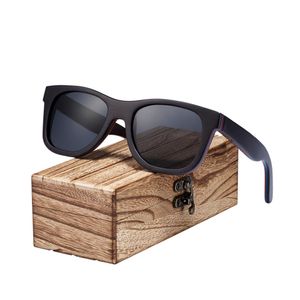 Barcur Nouveau skateboard Lunettes de soleil en bois hommes polarisé UV400 Protection verres de soleil Femmes avec boîte en bois gratuite C19022501 307U