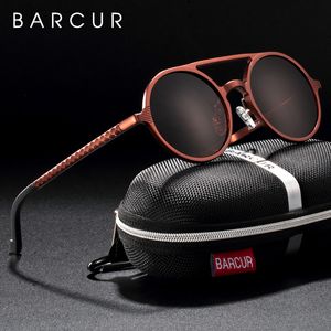 Barcur retro aluminium magnesium zonnebril gepolariseerde vintage brillen accessoires vrouwen zonnebril rijden mannen rond 220513