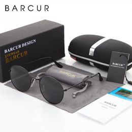 Barcur ronde zonnebrillen mannen/vrouwen kleurrijke reflecterende coating gepolariseerde zonnebril met doos gratis 220513