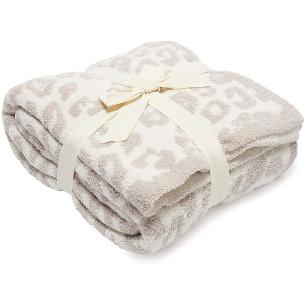 Couverture de jet tricoté aux pieds nus Fuzzy Leopard Couverture en microfibre chaude et confortable pour canapé canapé voyage