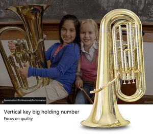Baritones Tubas Lacquer gold three-key big holding number Examen para principiantes profesional tocando un instrumento musical grande