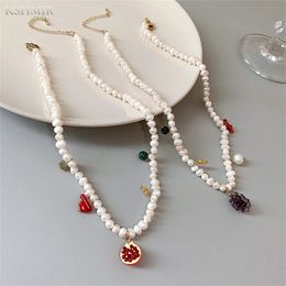 Barlock naturel perle d'eau douce collier en forme de coeur collier de fruits femme tour de cou clavicule chaîne fille bijoux cadeau 240227