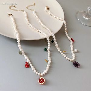 Barlock-collar de perlas naturales de agua dulce en forma de corazón, collar de frutas, gargantilla femenina, cadena de clavícula, regalo de joyería para niña 240220