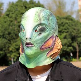 Baron Mask Halloween Cosplay Cabeza de maquillaje divertida Látex Fish Monster Dress Props de películas