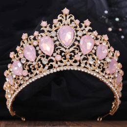Baroque 8 couleurs vert rose rose cristal big tiara Crown for women girls wedding farton nual elegant robe bijoux