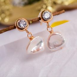 Boucles d'oreilles baroques en cristal, perles d'eau douce, lustre pendant, bijoux à la mode pour femmes/filles blanches