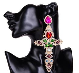 Grandes boucles d'oreilles baroques pour femmes, grandes boucles d'oreilles pendantes, strass, couleur or, bijoux de luxe, tendance, vente en gros7474366