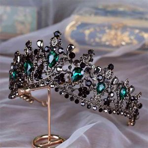 Barroco Bronce Negro Verde Cristal Nupcial Tiaras Corona Vintage Diadema para Novias Diademas Accesorios para el cabello de boda 210707