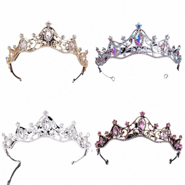 Couronne de cristal baroque Rhineste Headdr Reine Tiara Prom Party Diadem Wave Tiara Casque Femmes Mariage Cheveux Accorie x9FP #