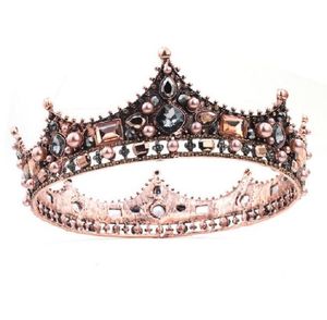 Headpieces barokke kristalprinses vol ronde kroon bruids haar sieraden cirkel king en koningin parel tiara voor bruiloft optocht feest prom vintage headpieces