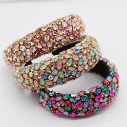 Bandeau baroque en cristal complet strass bandes de cheveux pour femmes bandeaux de diamant colorés cerceau de cheveux accessoires de bijoux de fête 1 pc E2478