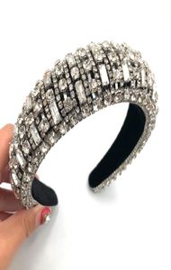 Baroque Glass Crystal Bandband Big Rectangle Diamond Diamond Fashion Designer Hair Band Ornement Femme 9737973