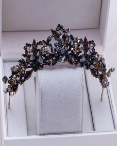 Barokke handgemaakte zwarte kristallen kralen bruids tiaras kroon strass diadeem optocht Veil Tiara hoofdbanden bruiloft haaraccessoires y88367999
