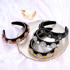 Barokke hoofdbanden voor vrouwen Kleurrijke Glas Crystal Hair Hoop Band Luxe Beaded Palace Rhinestone Hoofdbanden Sieraden