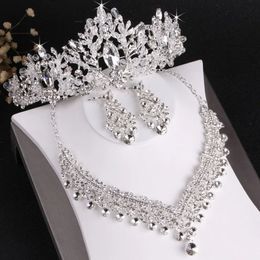 Ensemble de bijoux de mariée en perles de cristal de luxe baroques, diadèmes en strass, couronne, collier, boucles d'oreilles, ensemble africain de mariage, 240130