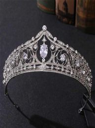 Baroque Luxury Geometric Bridal Tiaras Cumbic Zirconia Crown Crystal Pageant Diadem Bandband Accessoires de cheveux 2110201522359