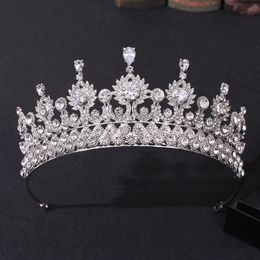 Barok Luxe Queen Tiaras Cubic Zirkoon Bruiloft Crown Bridal Diadem Crystal Hoofd Sieraden Hoofddeksel Party Prom Haaraccessoires