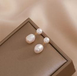 Perla barroca perla de 9-10 mm Candelier de araña de agua dulce natural pendientes de perlas blancas joyas de moda