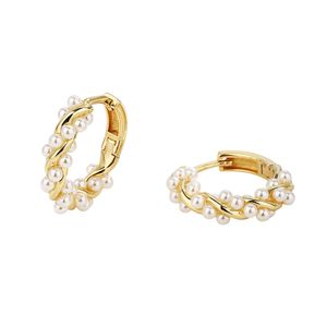 Boucles d'oreilles créoles couleur or perle pour femmes cerceaux ronds épais cercle perles perles boucles d'oreilles bijoux coréens