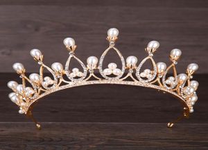Barokke parels Kristallen bruidskronen Haarbanden Gouden bruidstiara's Hoofdbanden Bruiloft diadeem Koningin Kroon Tiara Bruiloftssluier Haar Acc3025731