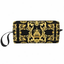 baroque Prints ornement grec GoldenMeander Meandros VINTAGE sac de maquillage femmes voyage cosmétique organisateur de stockage sacs de toilette c8G1 #