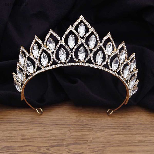 Corona barroca de cristal de diamantes de imitación para boda, reina real, tiaras nupciales de lujo, tocado, corona de novia, accesorios de joyería para el cabello L230704