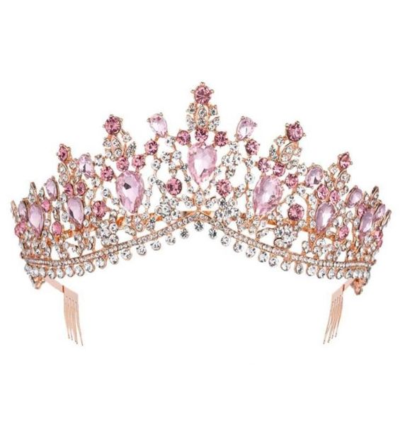 Corona de tiara nupcial de oro rosa rosa barroco con accesorios para el cabello del cabello del cabello del velo velo velo del velo 21100644145393