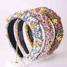 Barok Sparkly Padded Rhinestones Hoofdbanden Voor Dames Luxe Volledige Crystal Hairbands Wide Headwear Hair Accessories