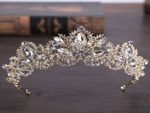 Barokke stijl gouden kroon voor bruid Fashion Rhinestone Alloy Women Tiaras trouwjurk accessoires Fashion Jewelry9075958