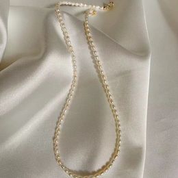 Baroqueonly AAAA Natural Natural Dowater 3 mm Collier de perle de riz 38 cm / 45cm 925 Bijoux pendentif en perles en argent sterling pour les femmes NZF 240509