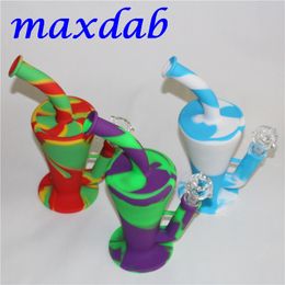 Baril Silicone Bong Tuyaux D'eau Portable Silicone Huile Rigs Amovible Narguilés Incassable Fumer Concentré D'huile Tuyau