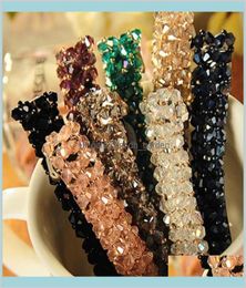 Barrettes Crystal Four Rows Spring Hairpin Super Shiny Handmade Breded Hair Clips 6 Couleurs Whole Women Jewelry Drop Livrot 23517474