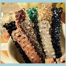 Barrettes cristal quatre rangées épingle à cheveux de printemps super brillant pinces à cheveux perlées à la main 6 couleurs femmes entières bijoux livraison directe 22851