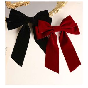 Barrettes Designer Barrettes Clips Coiffes Barrettes Accessoires de cheveux Accessoires de cheveux Filles Black Red Big Velvet Bow pour femmes Vintage Wedding Long Ruban Korean