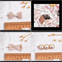 Pasadores Jewelrywoman Perlas Clips Fashion Girl Barrette Lindos pasadores nupciales Mujeres Shiny Boho Hair Jewelry Party Gift Ps1762 Drop Delivery 20