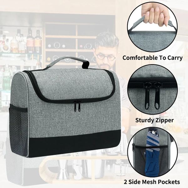 Kit barman Sac de rangement d'outils de barre en nylon portable avec poches latérales Bar Gestionnaire Cadeaux de voyage 240428