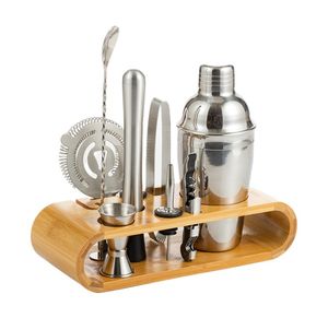 Bartending kit Cocktail Bar Tools Shaker Set barman Shakers roestvrij staal 12-delige bargereedschap met stijlvolle bamboestandaard