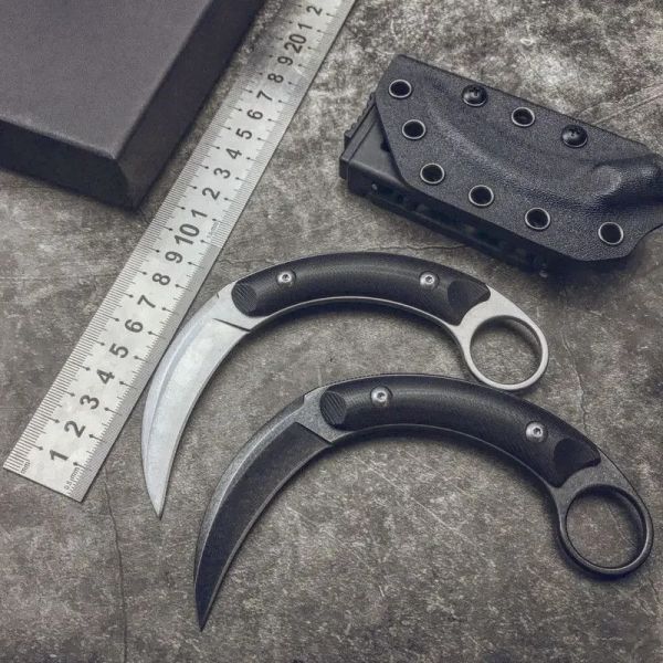 Bas Shadow Moon Karambit griffe pierre lavage 440C lame G10 poignée tactique sauvetage poche chasse Camping EDC outil de survie couteaux